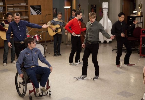 Glee : Fotoğraf Kevin McHale, Harry Shum Jr., Chord Overstreet, Chris Colfer, Mark Salling